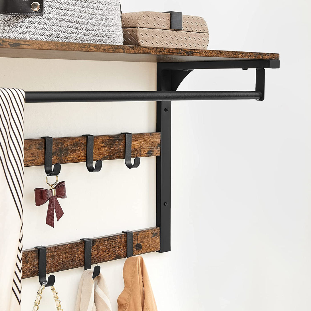 Suport de perete cu raft, 65 x 42 x 30 cm, maro rustic