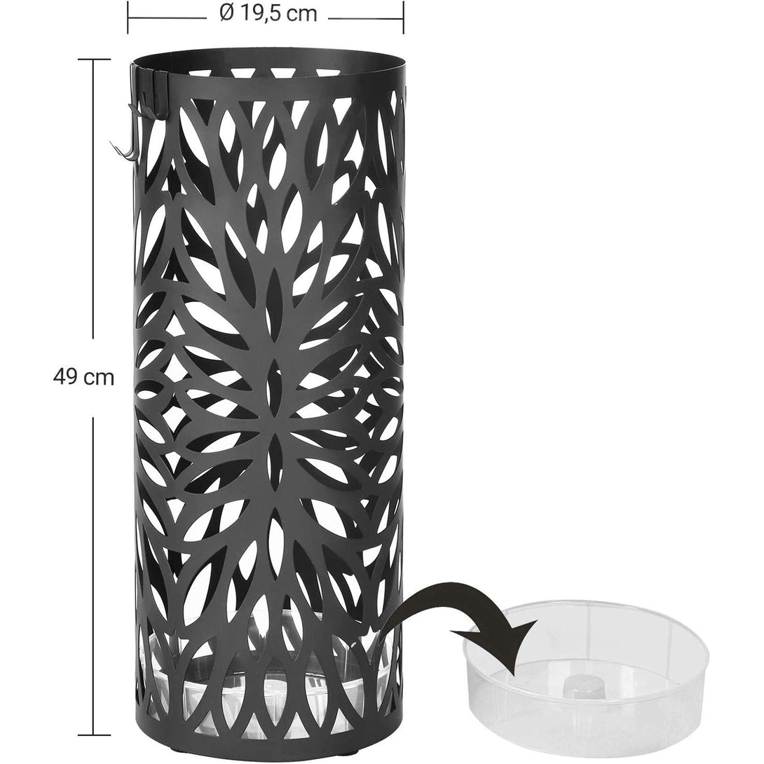 Suport de umbrelă modern din metal cu tavă detașabilă pentru picurare, negru