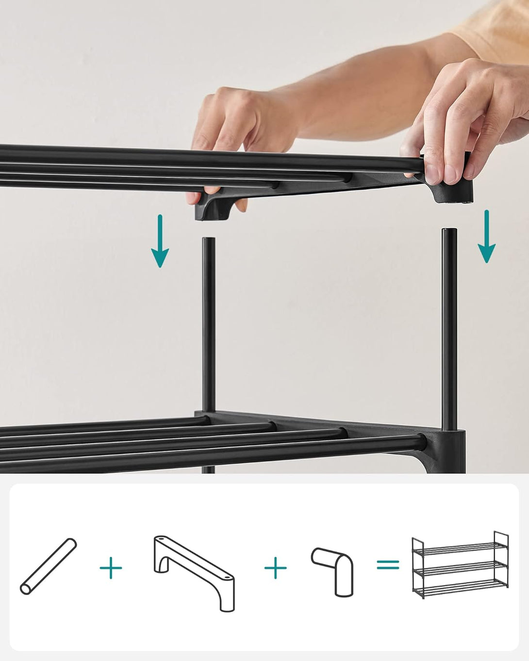Suport pantofi, 3 nivele , 30 x 92 x 54 cm, negru