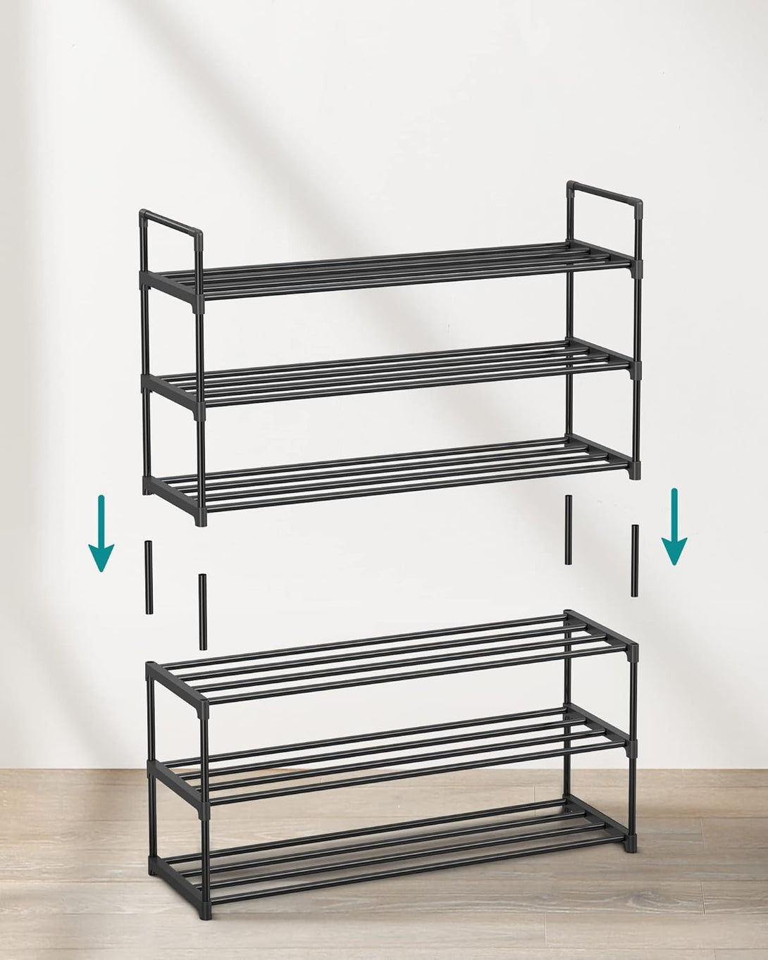 Suport pantofi, 3 nivele , 30 x 92 x 54 cm, negru