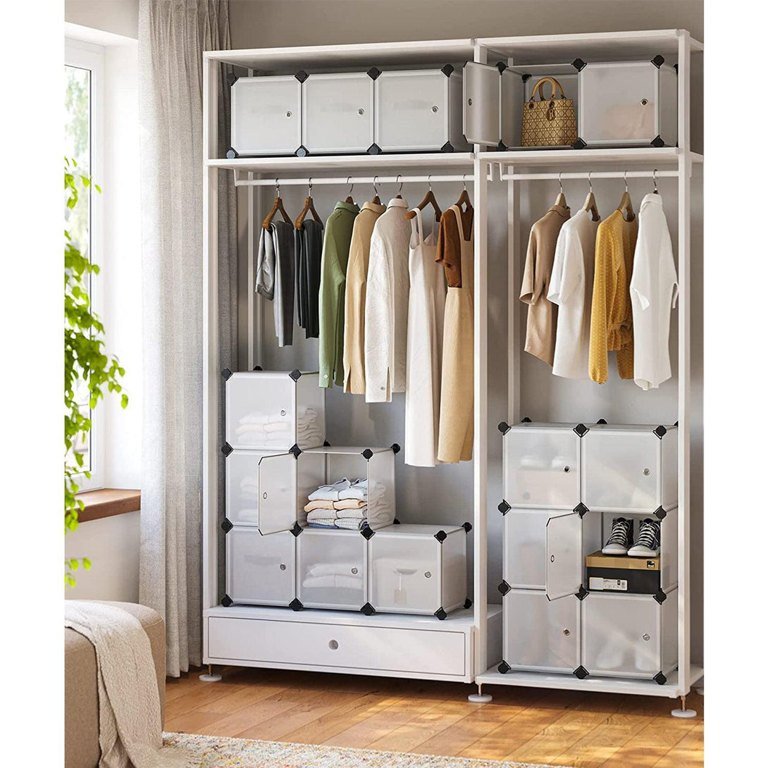 Suport pantofi din plastic, organizator cuburi de depozitare, alb