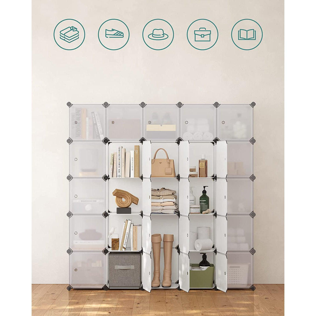 Suport pantofi din plastic, organizator cuburi de depozitare, alb