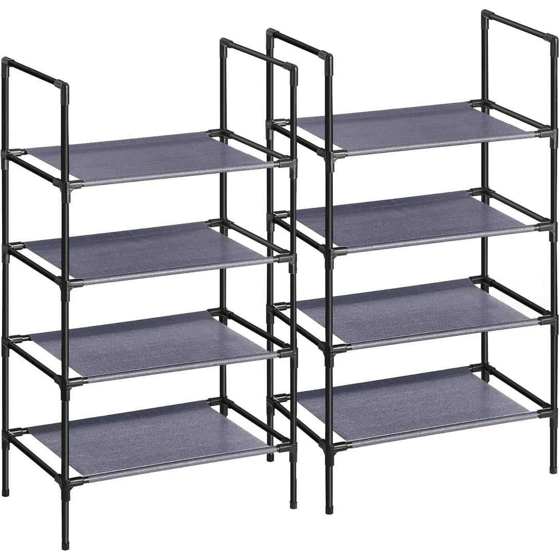 Suport pentru pantofi cu 4 rafturi - Set de 2, 45 x 28 x 80 cm, gri