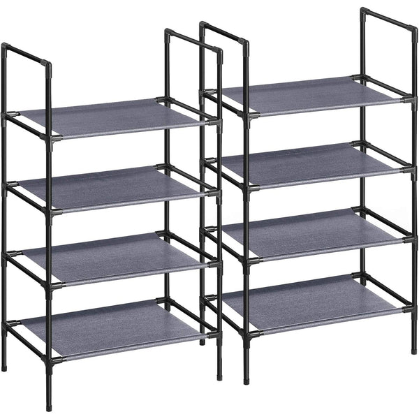 Suport pentru pantofi cu 4 rafturi - Set de 2, 45 x 28 x 80 cm, gri