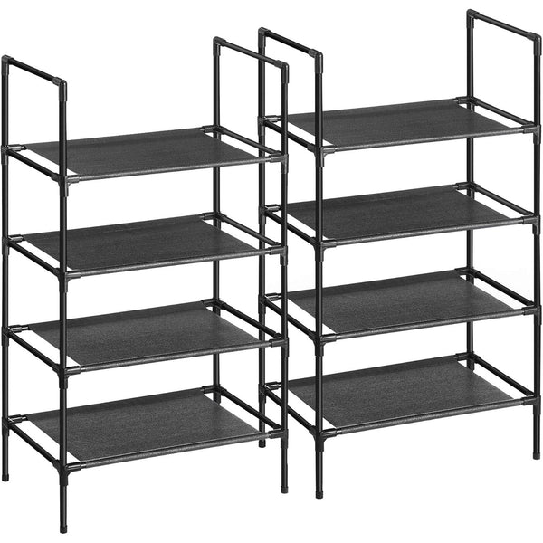 Suport pentru pantofi cu 4 rafturi - Set de 2, 45 x 28 x 80 cm, negru