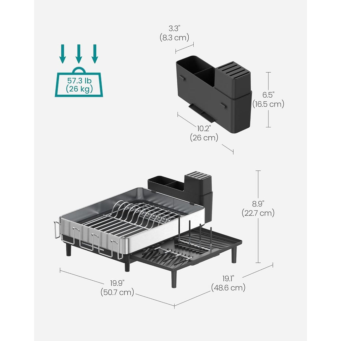 Suport pentru uscare vase extensibil , otel inoxidabil , argintiu-negru