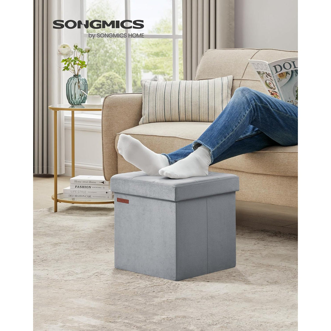 Taburet cu spatiu de depozitare cu capac , gri 38x38x38cm