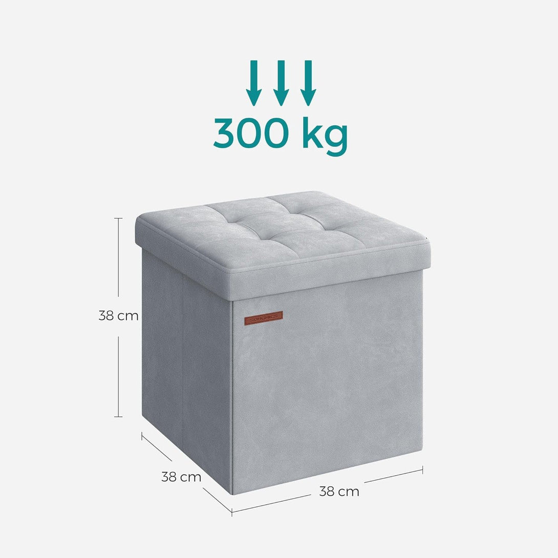 Taburet cu spatiu de depozitare cu capac , gri 38x38x38cm