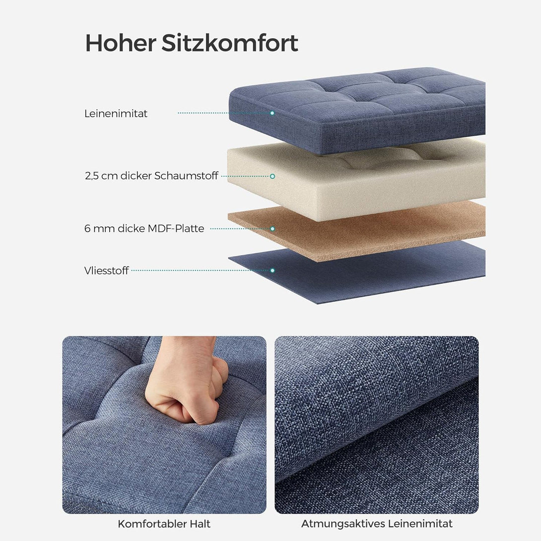Taburet pliabil cu spatiu de depozitare , albastru denim