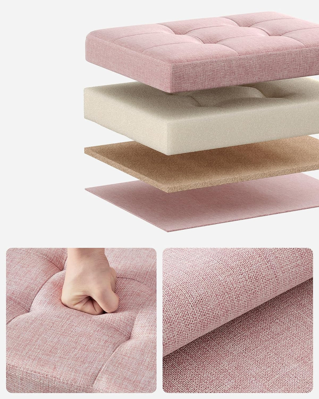 Taburet pliabil cu spatiu de depozitare , roz pastel