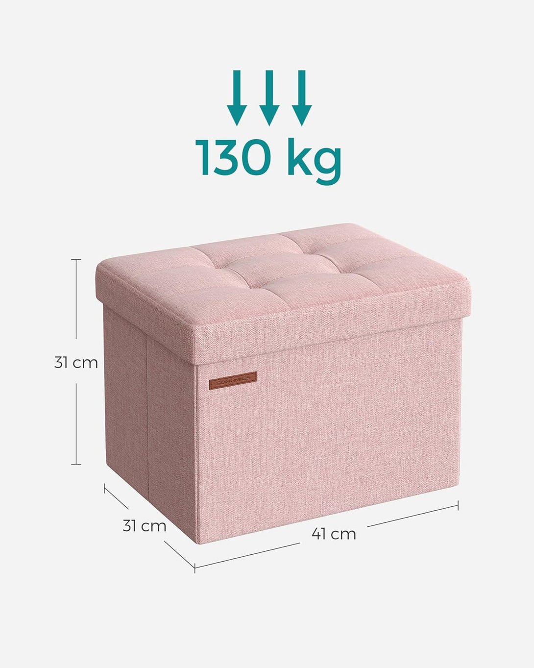 Taburet pliabil cu spatiu de depozitare , roz pastel