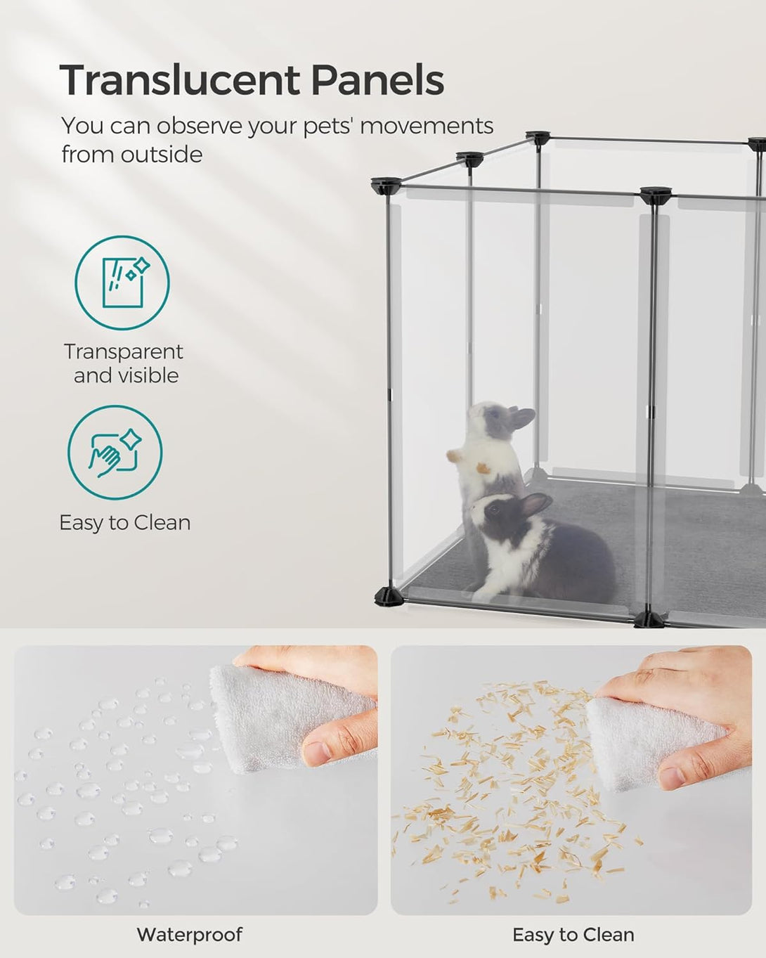 Tarc pentru animale de companie cu podea, cușcă din plastic DIY, alb