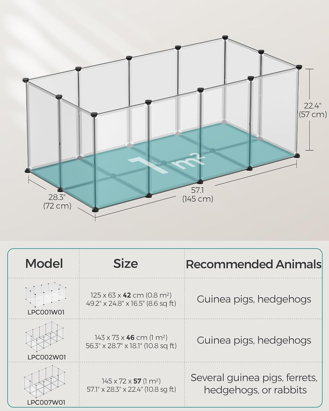 Tarc pentru animale de companie cu podea, cușcă din plastic DIY, alb