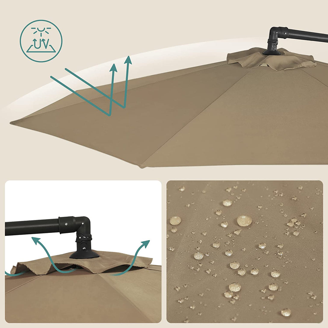 Umbrela de soare Ø 300 cm, umbrela de soare de gradina, taupe