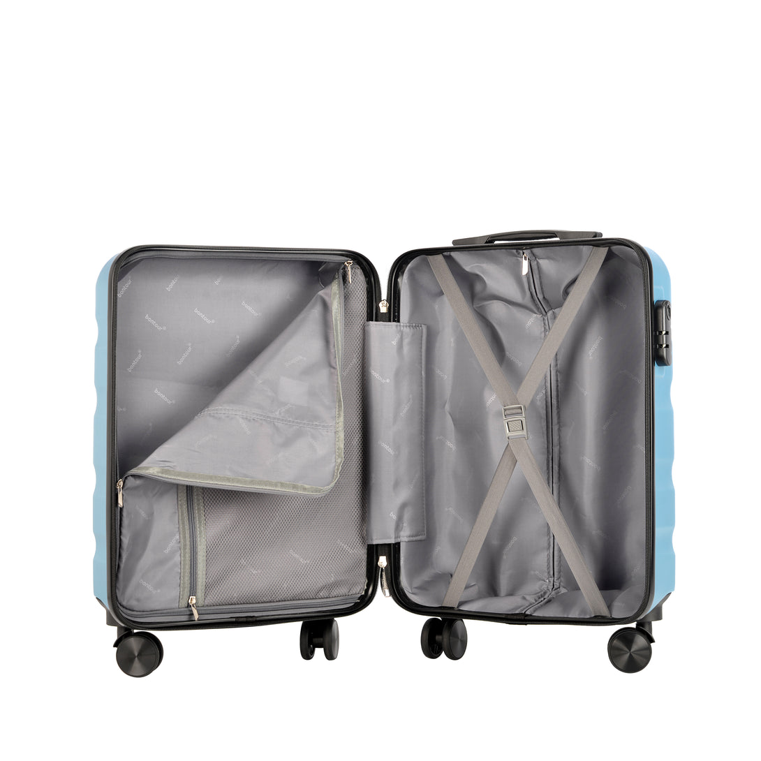 Valiză de cabină cu 4 roți BONTOUR "WAVE" 55x39x20cm, iceblue