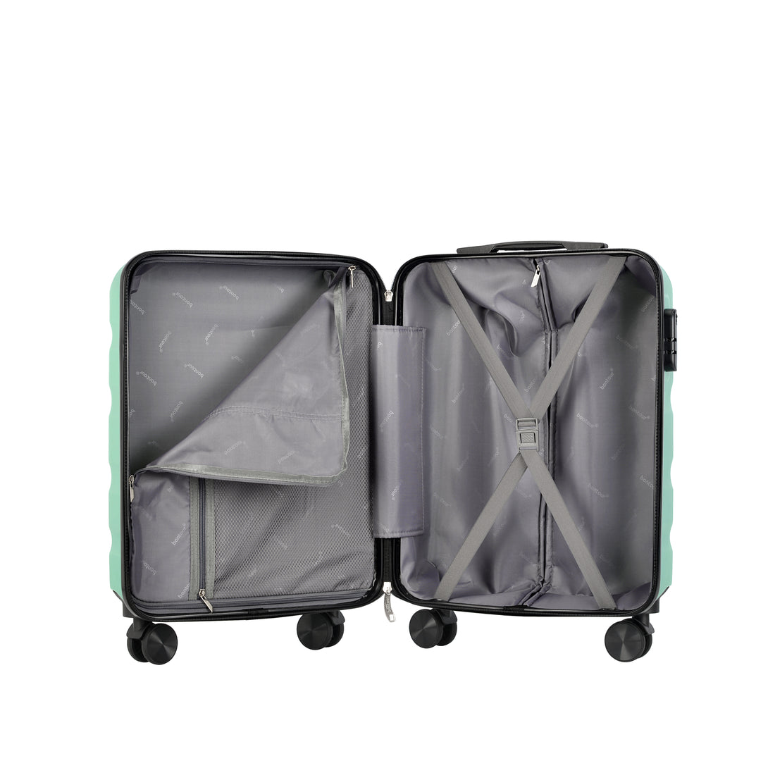 Valiză de cabină cu 4 roți BONTOUR "WAVE" 55x39x20cm, verde prafuit