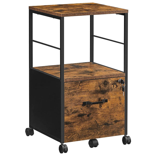 container mobil, dulap de dosar, vintage maro-negru
