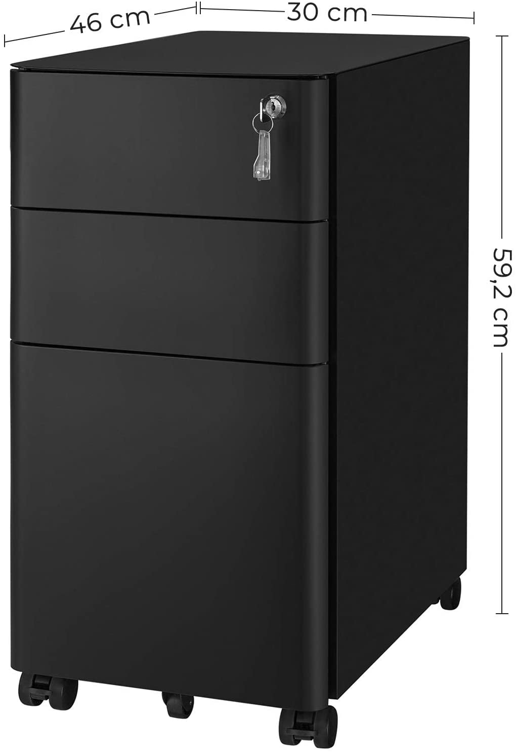 container mobil, încuiat Dulap de dosar30 x 59,2 x 46 cm, negru