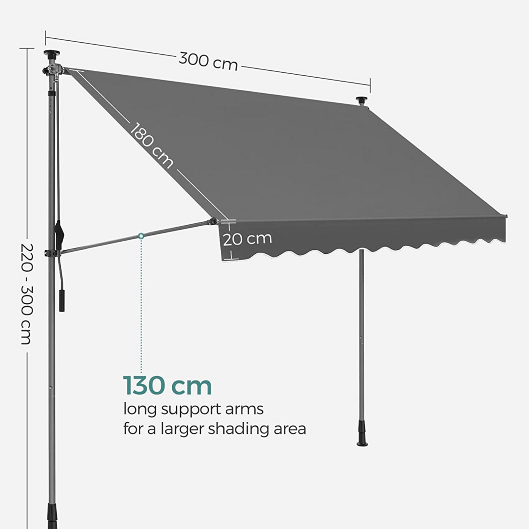 copertina, 300 x 130 cm, inaltime reglabila, cu manivela manuala