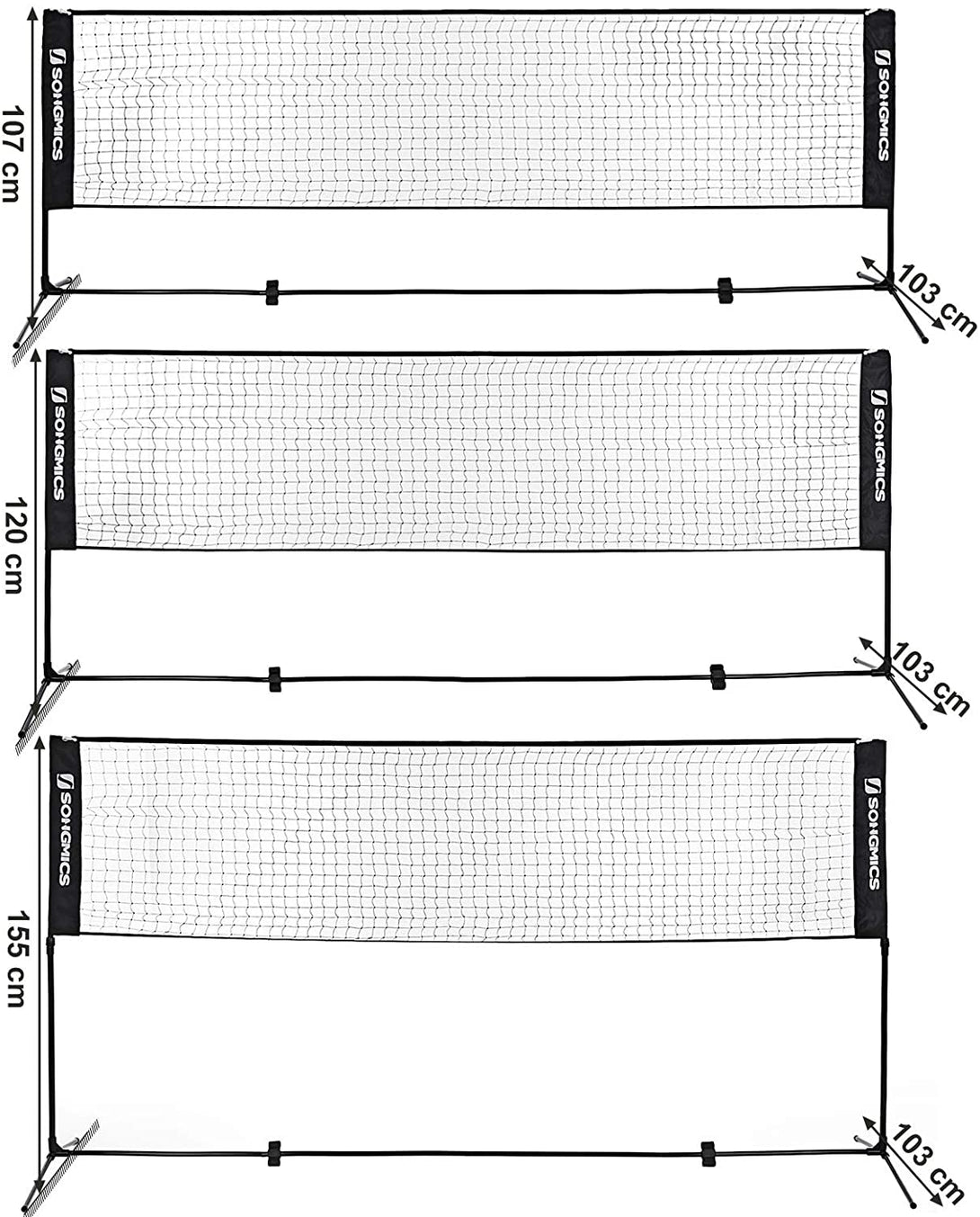 plasa de badminton 400x155 cm, neagra