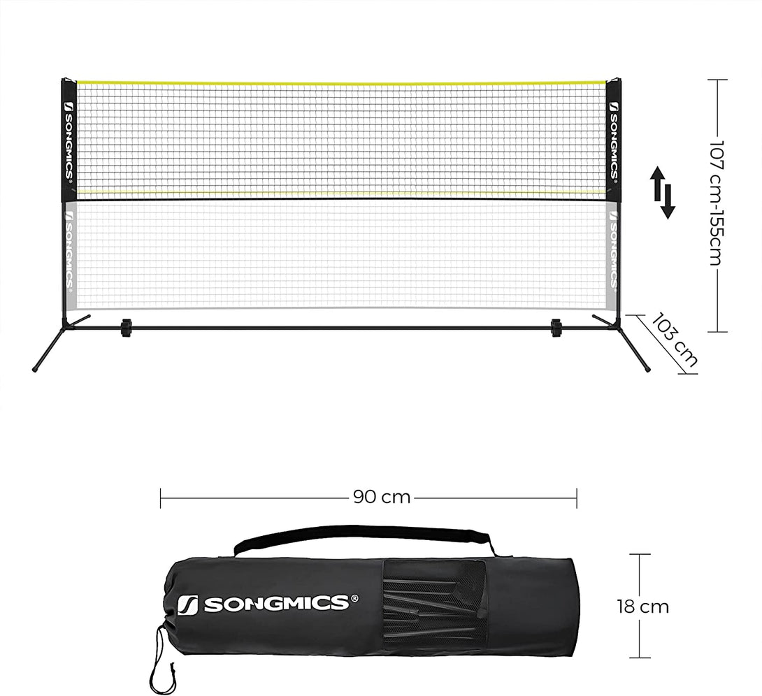 plasa de badminton 400x155 cm, negru-galben
