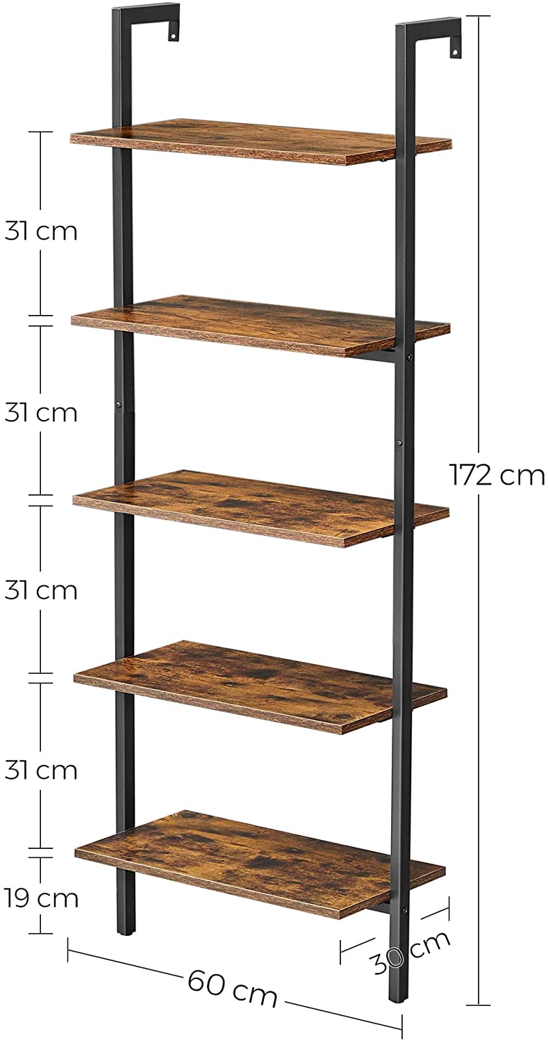 raft cu scara, raft cu 5 nivele, 60 x 30 x 172 cm