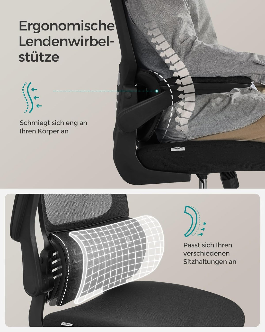 scaun birou, scaun ergonomic plasa cu suport lombar si tetiera reglabila, negru