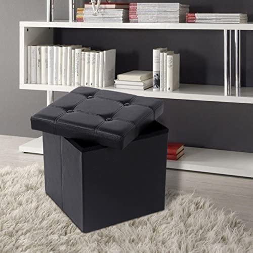 scaun cu capacitate de depozitare 300 kg, piele artificiala, negru, 38x38x38 cm