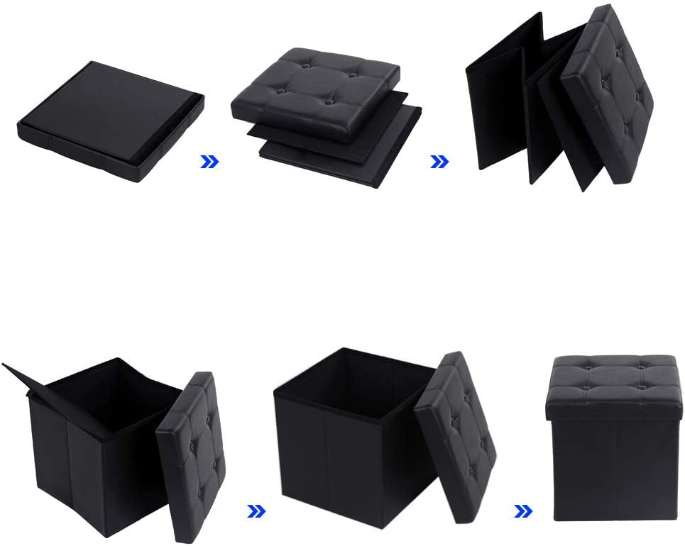 scaun cu capacitate de depozitare 300 kg, piele artificiala, negru, 38x38x38 cm