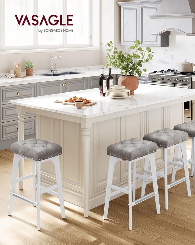 set de 2 scaune de bar, 66 cm inaltime, gri/alb