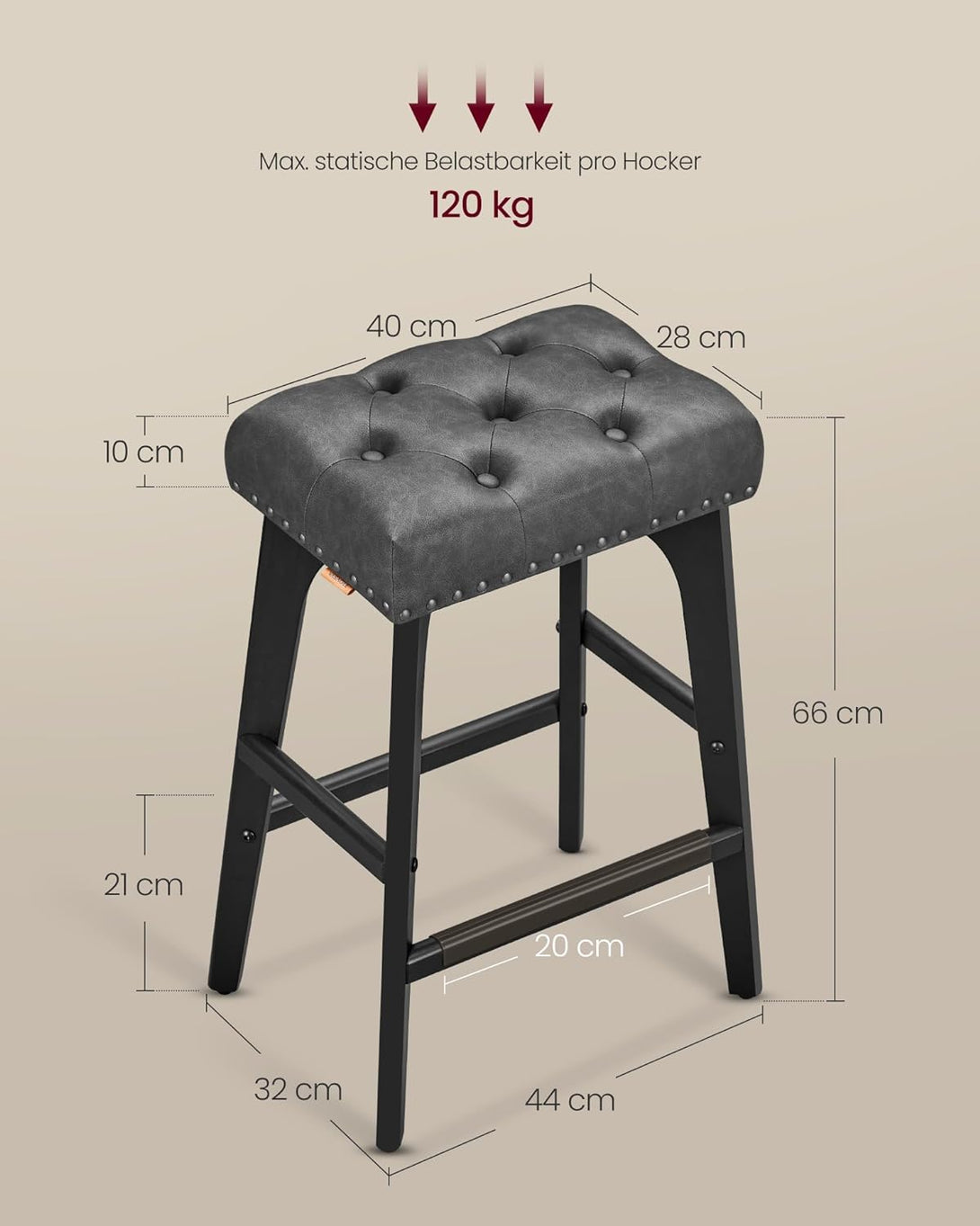set de 2 scaune de bar, 66 cm inaltime, negru