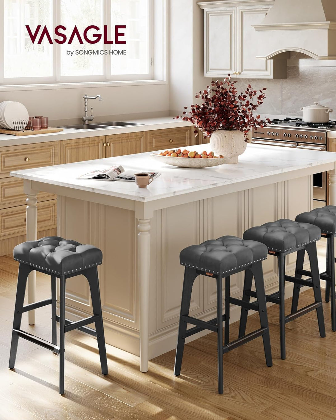 set de 2 scaune de bar, 66 cm inaltime, negru