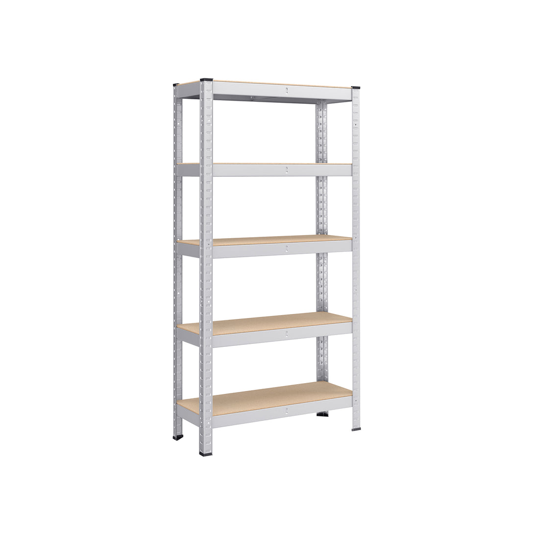 sistem de rafturi pe nivele din oțel pentru depozitare, asamblare fără șuruburi, capacitate de încărcare 650 kg, 30 x 75 x 150 cm, argintiu