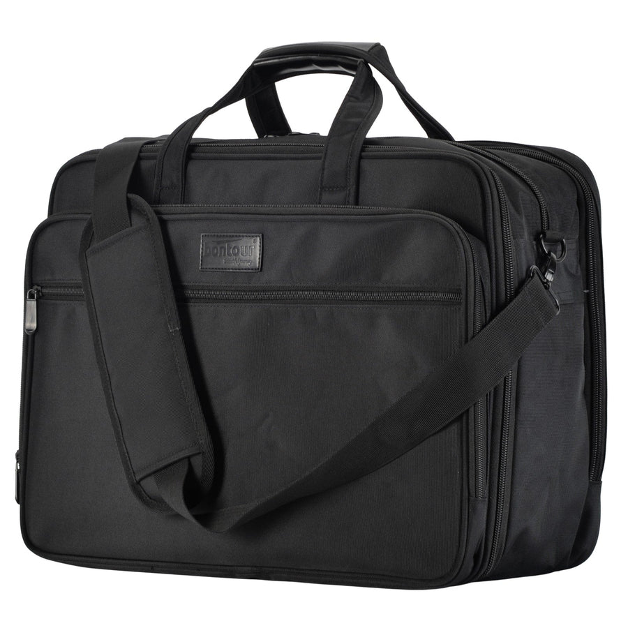 Geantă BONTOUR pentru laptop de 17,3 inchi, servietă de afaceri extensibilă Compartimente multiple cu buzunar lateral mare