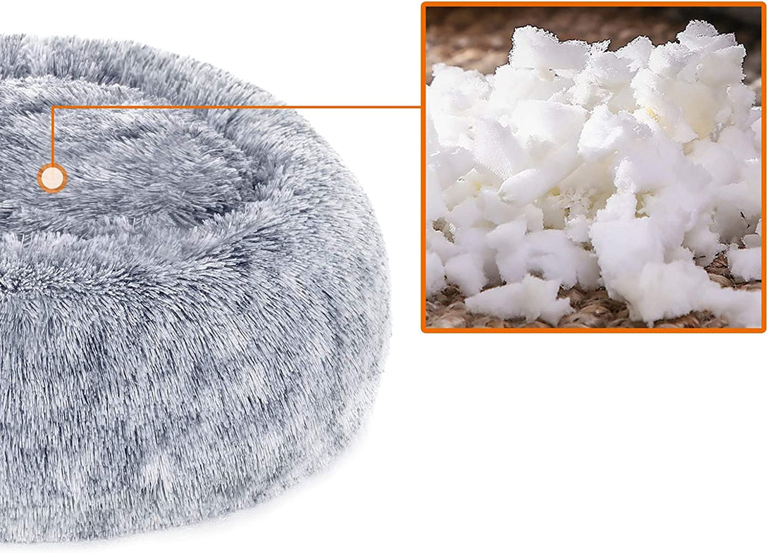 Pat pentru caini FEANDREA, pat pisica gogoasa 50 cm, gri