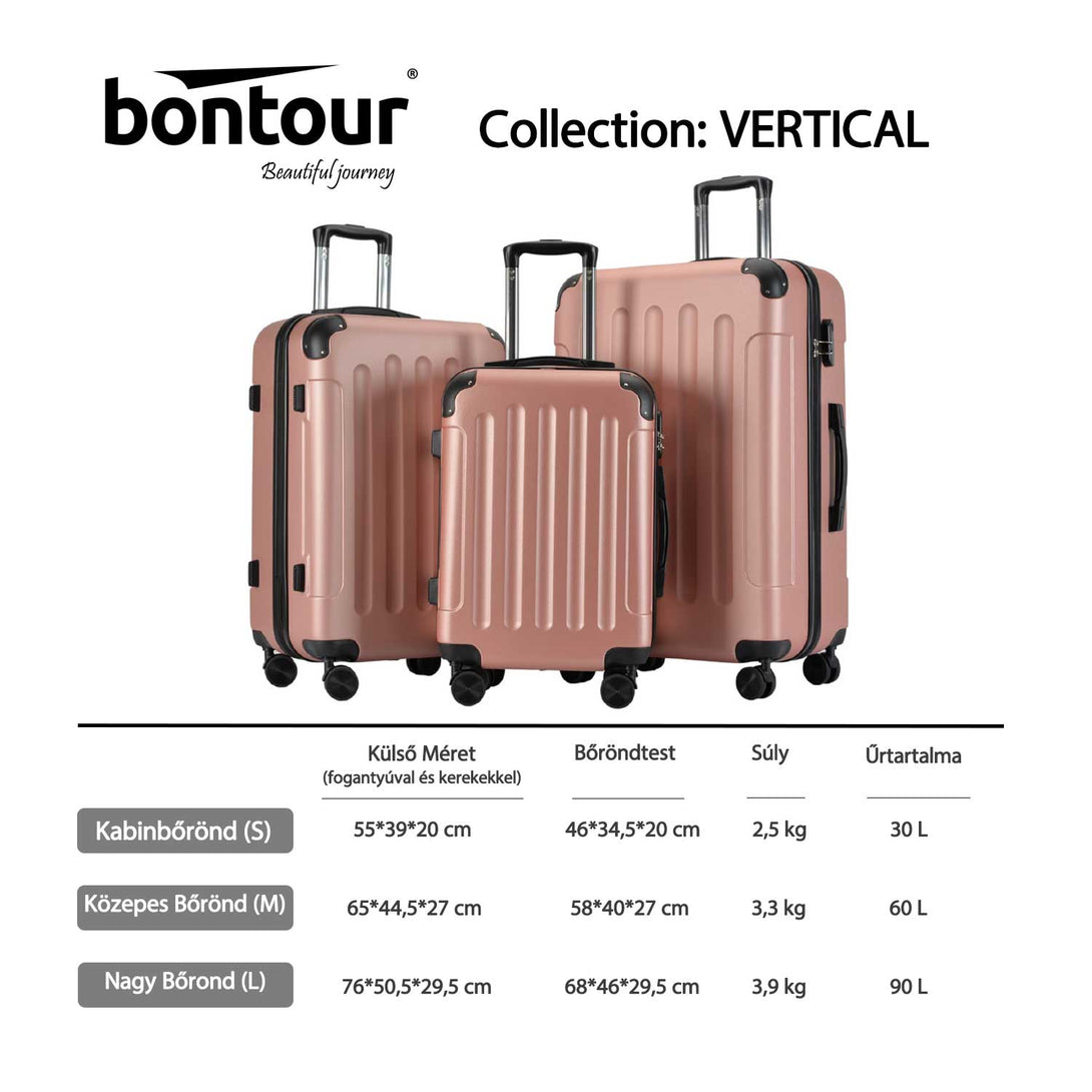 Set valiză BONTOUR VERTICAL cu 4 roți Rose Gold